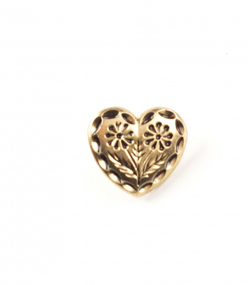 Gold Heart Shank Button Size 20L x10
